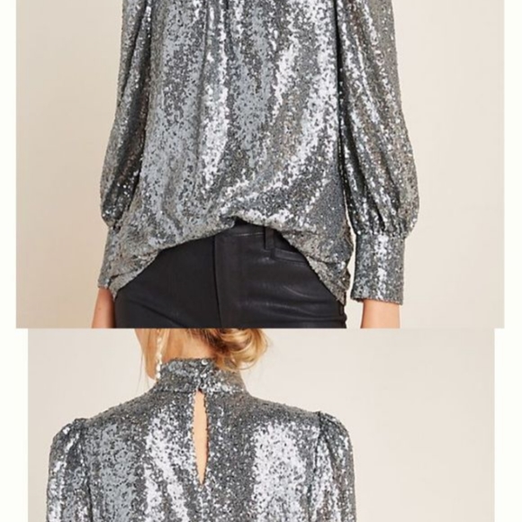 Anthropologie Sunday In Brooklyn Sequin Top M Petite - Picture 7 of 8